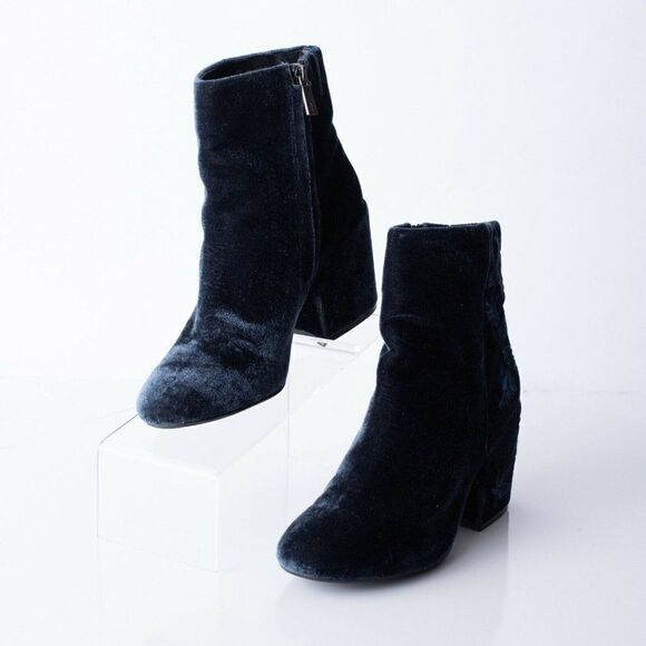 Kenneth Cole Renna Womens Navy Velvet Ankle Boots - Picture 1 of 8